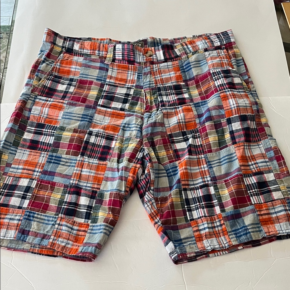 Siegfried Vintage Madras patchwork plaid Bermuda shorts multi 4pocket cotton 40